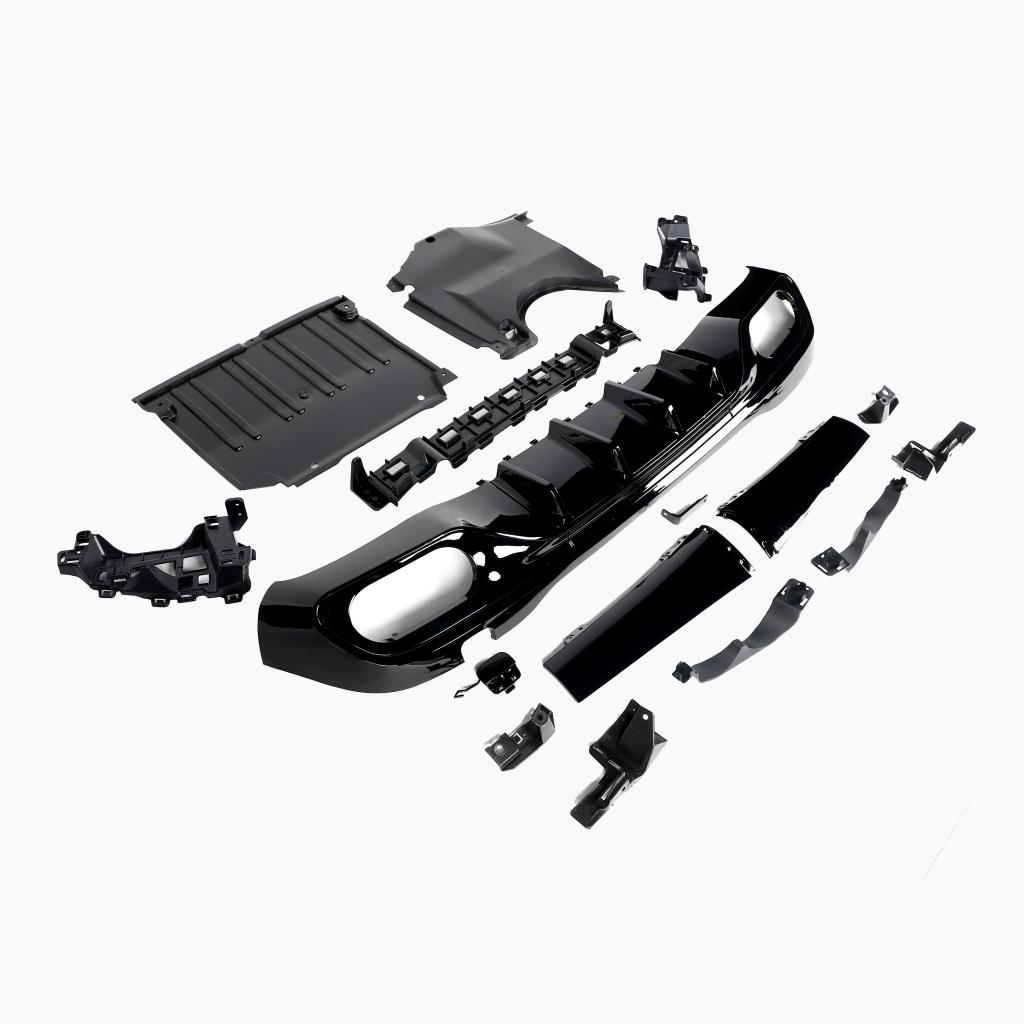 Gloss Black Rear Diffuser with Sliver for MERCEDES-BENZ C-Class C43 AMG W206 Sedan (2022+) side view