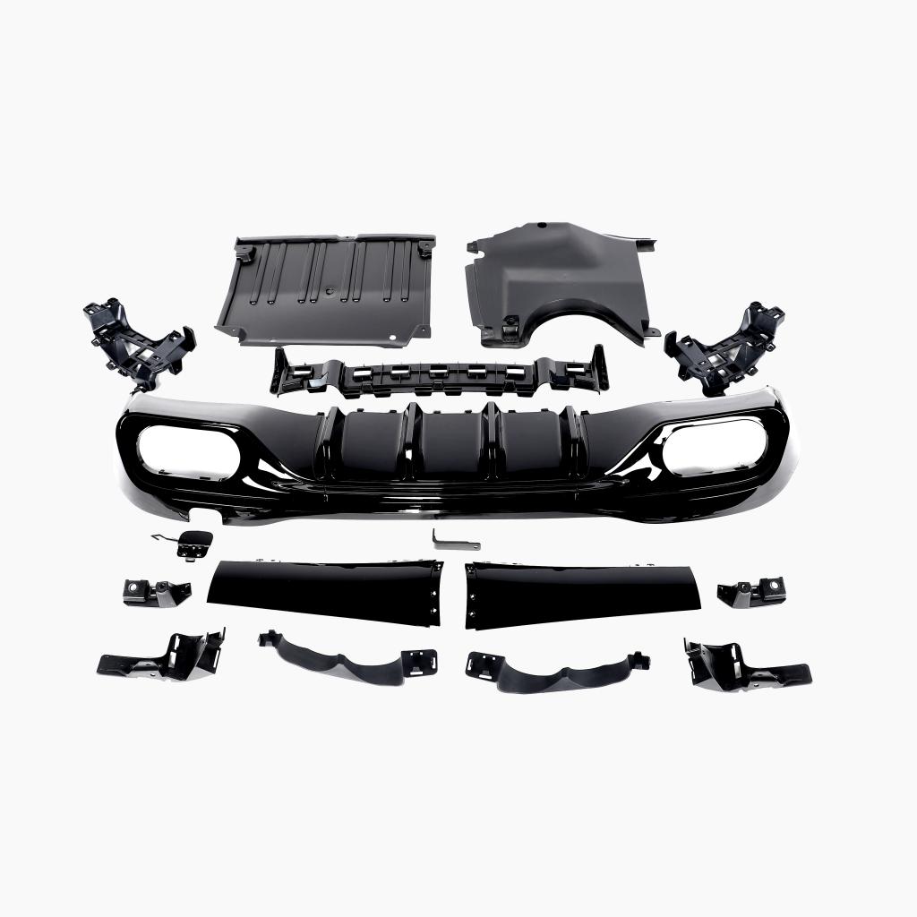 Gloss Black Rear Diffuser with Sliver for MERCEDES-BENZ C-Class C43 AMG W206 Sedan (2022+)