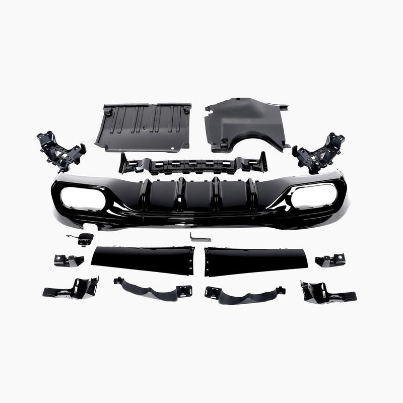 Gloss Black Rear Diffuser with Sliver for MERCEDES-BENZ C-Class C43 AMG W206 Sedan (2022+)
