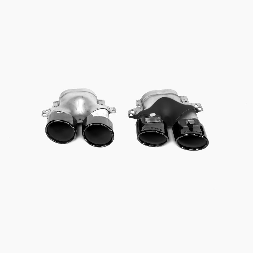 Gloss Black Tail Pipe for MERCEDES-BENZ C43 AMG W205 (2014-2021) front view