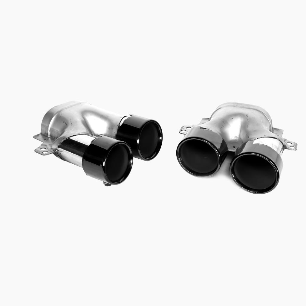 Gloss Black Tail Pipe for MERCEDES-BENZ C43 AMG W205 (2014-2021) front view