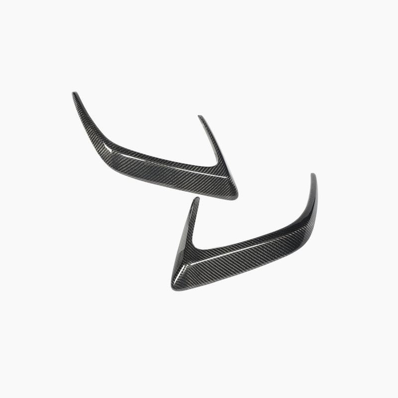 Mercedes-Benz C Class C205 C63 Carbon Fiber Rear Bumper Canards - front view	