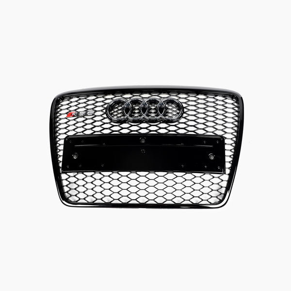 Black without radar hole grille For Audi A6 C6 Facelift(black frame+black grid+electroplated mark)(2009–2011)