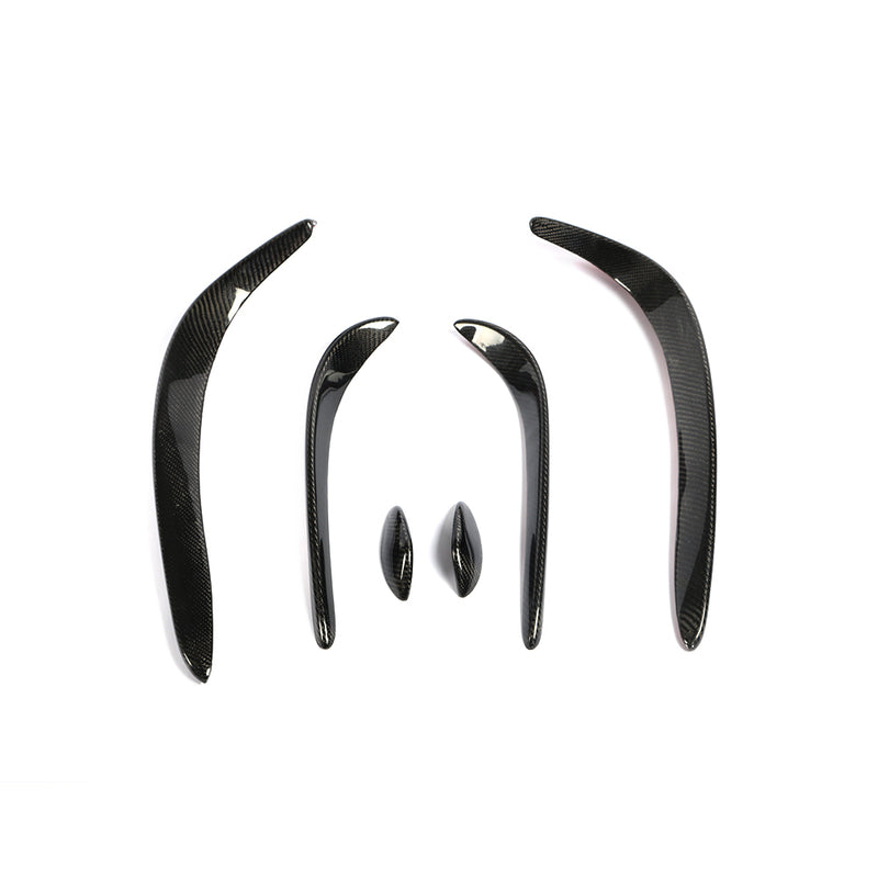 Benz W205 2door 4door sedan sport  Style Carbon Fiber Front Bumper Canards Glossy Trim
