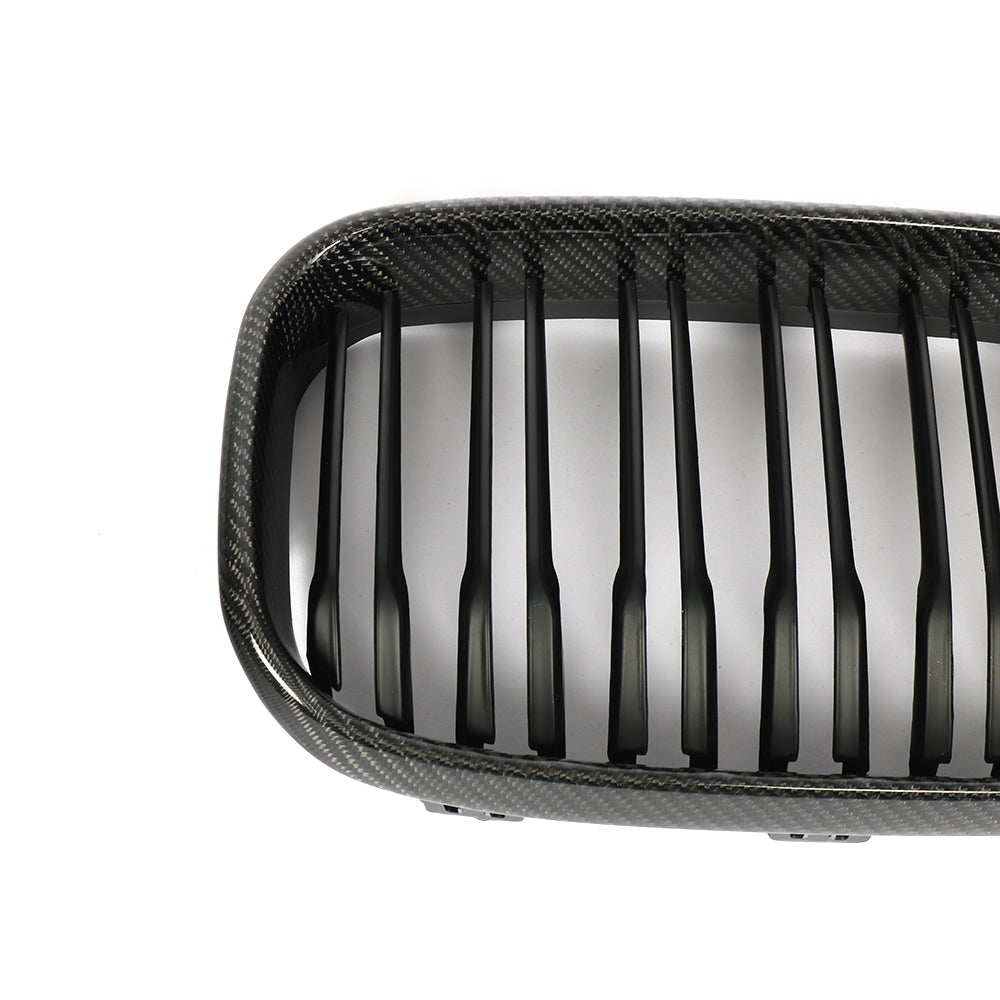 Matte Dual Slat Carbon Fiber Kidney Grille for BMW 1 Series F20, F21 LCI (2015-2019)