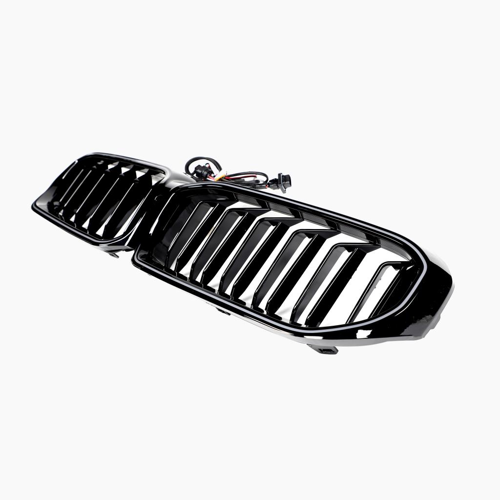 M5 Style Dual Slat Gloss Black LED Front Grille for BMW 5 Series G30/G31 LCI (2020–2023)