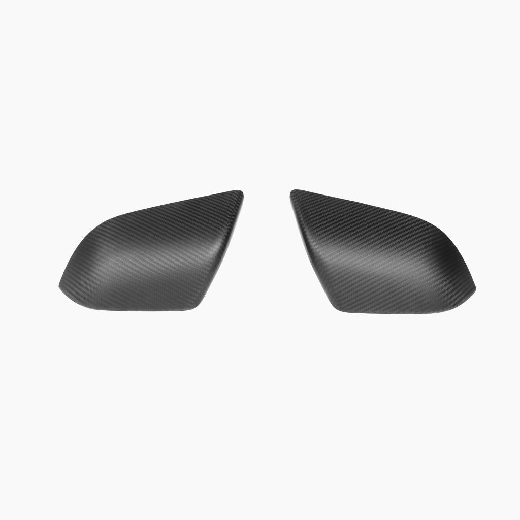 Tesla Model 3 Sedan ST Style Carbon Fiber Matt Black Mirror Cover Caps - front view